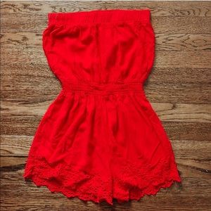 Forever 21 red strapless romper
